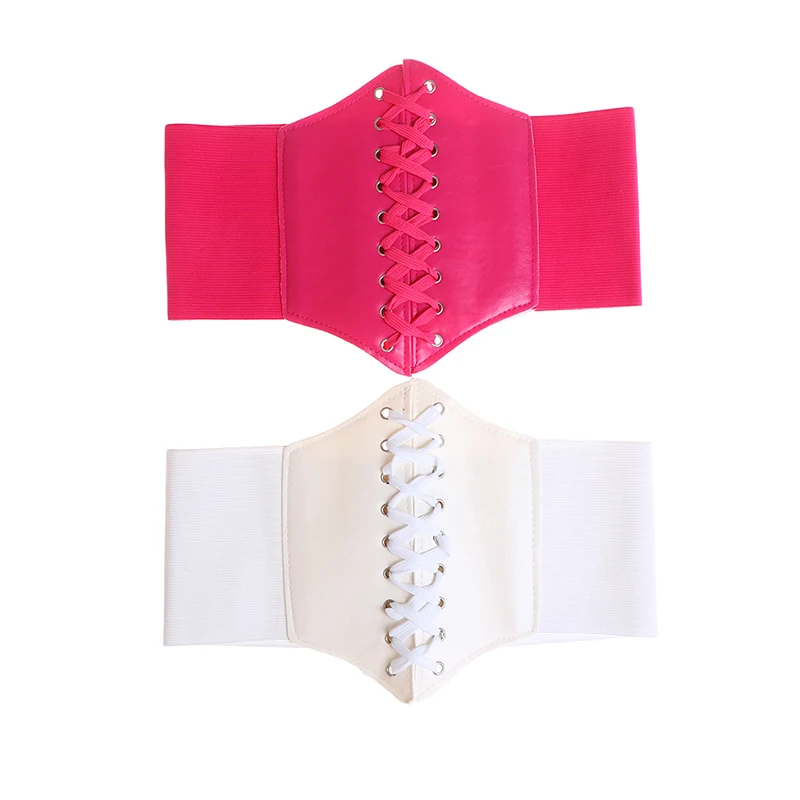 Women Charm Wide Corset Waistband Leather Band Elastic Stretch Cinch Waist Belt