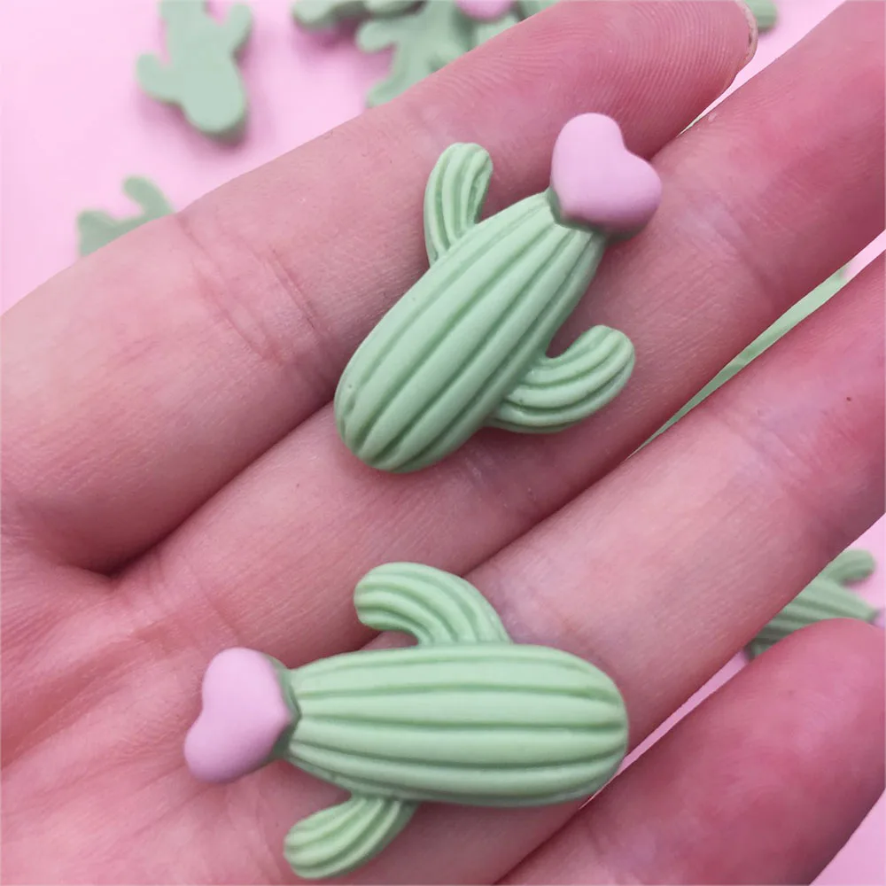 50Pcs Flat Back Resin Cabochon Kawaii Cactus DIY Flatback Scrapbooking Accessories Embellishment Decoration Craft Making 20*25mm