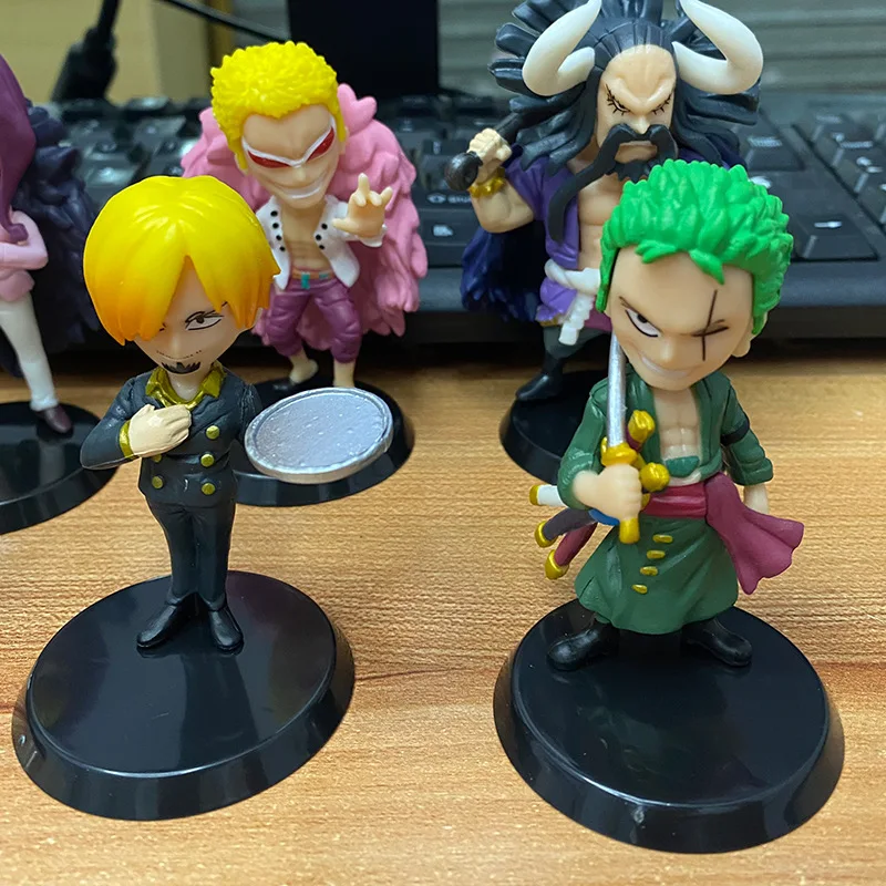 6Pcs/Lot One Piece Anime Action Figure Roronoa Zoro Sanji Doflamingo Kaidou Killer Kawaii Doll PVC Collection Model Toys Gift