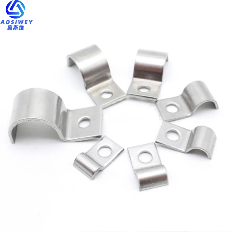 10pcs P-Type Stainless steel Single pipe Clamp Instrument Line/Wire/Tubing/Gas pipe Cable Clamp Building Installation Fixed Clip