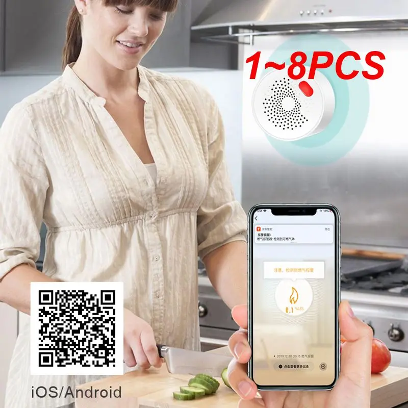 1 ~ 8PCS Tuya Smart Home Wifi Sensore di gas naturale Gas combustibile Carbone GPL Rilevatore di perdite di gas Rilevatore di allarme Protezione antincendio