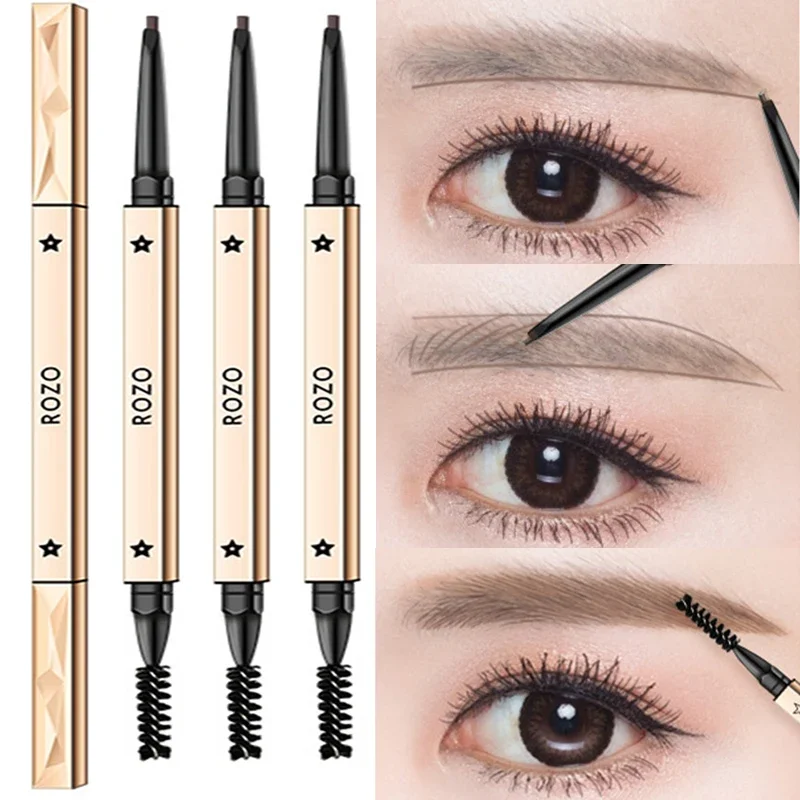 Double Head Eyebrows Pencil Waterproof Sweat-proof Black Brown Natural Eyebrow Pencil Lasting Professional Makeup Eye Cosmetic