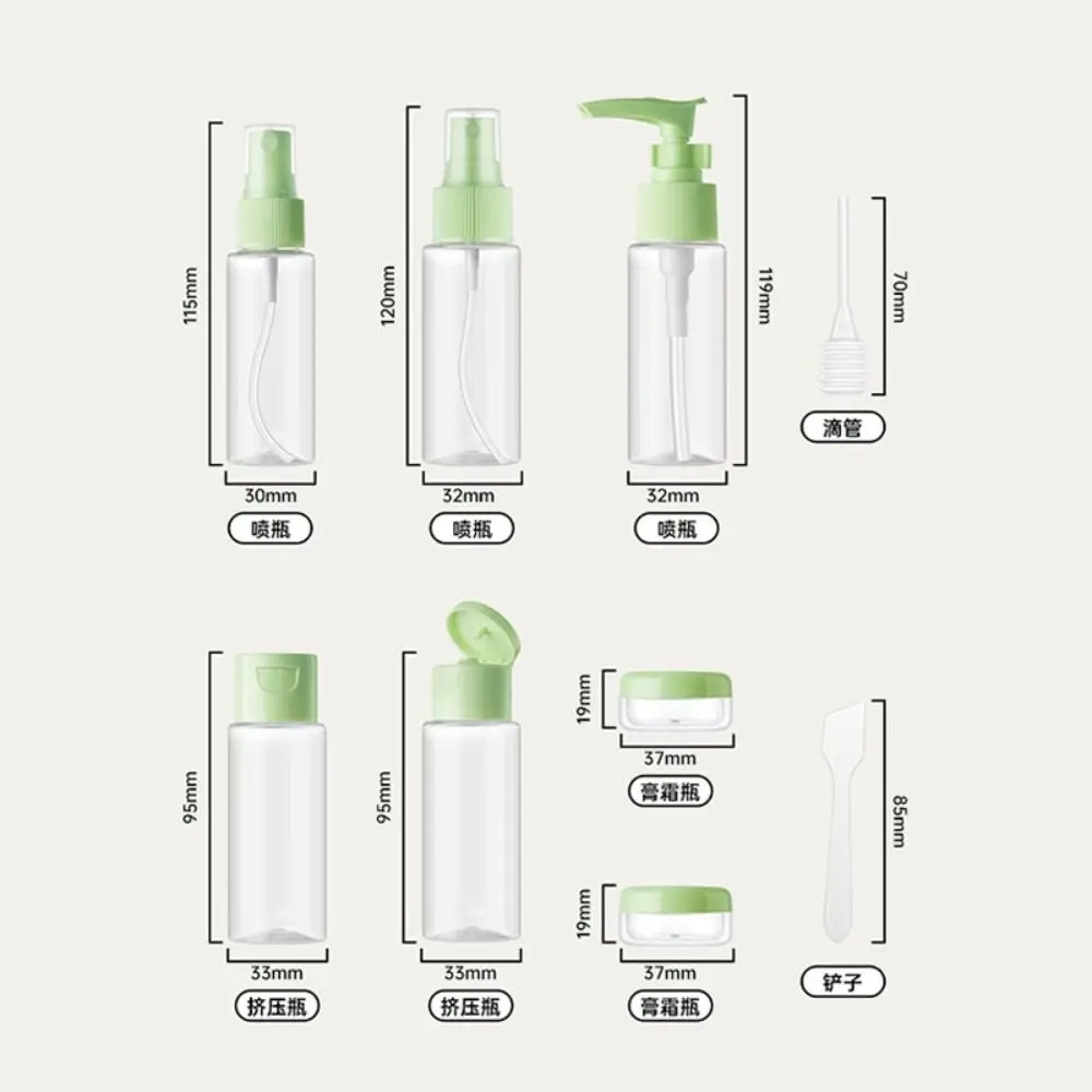 5/9 stücke Weiche Reise Leere Flasche Set Silikon Grüne Farbe Nachfüllbare Flasche Nachfüllbare Squeeze Tube Lotion Container
