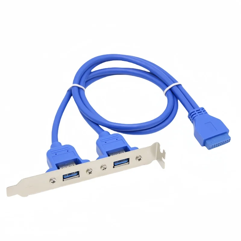 2 Ports USB 3.0 Female Back Panel To Motherboard 20pin Header Connector Cable Adapter With PCI Slot Plate Bracket