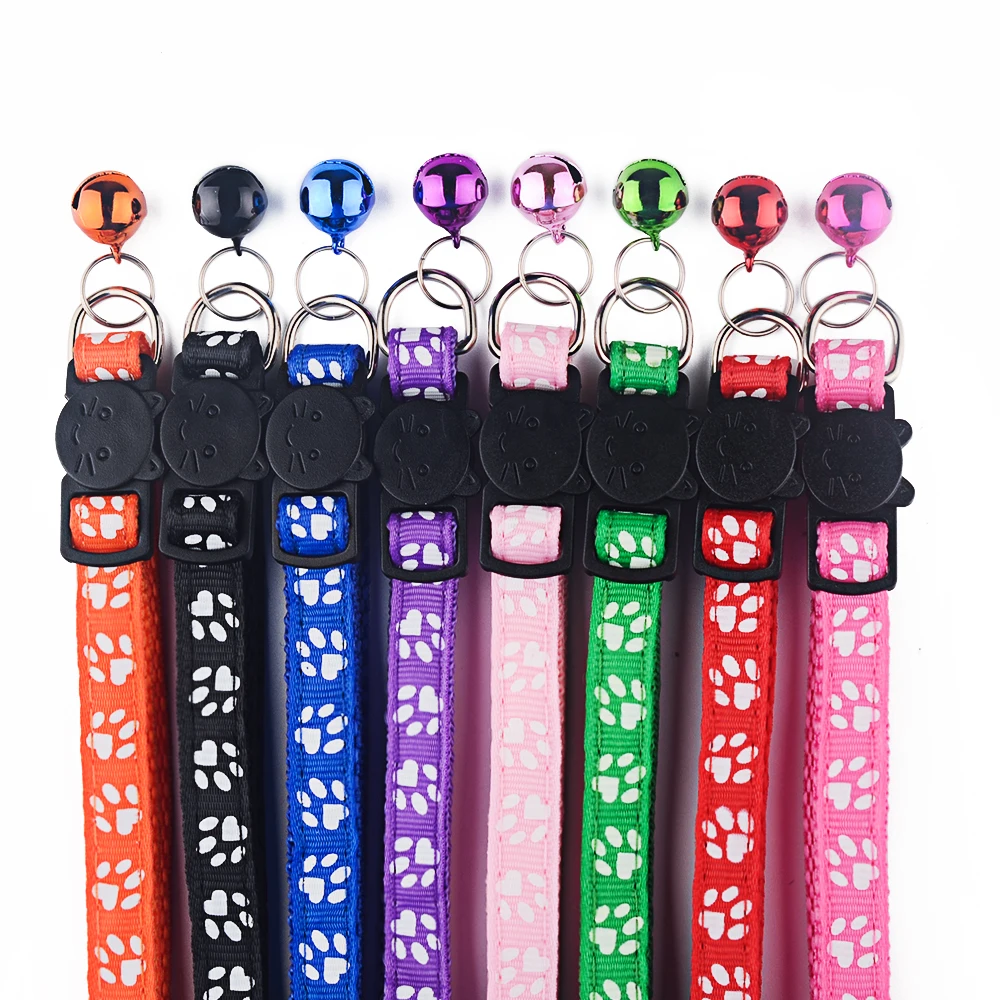 Personalized Adjustable Paw Cat Collar Bell Pet Products Small Large Kitten Safety Accessories Breakaway Tag Small Necklace