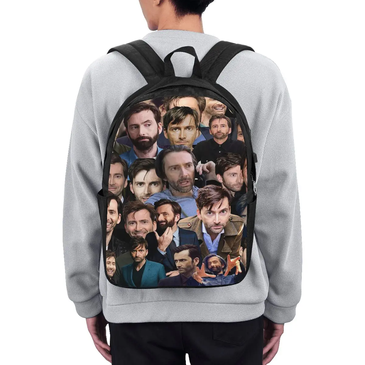 David Tennant Photo Collage Backpack Travel Notebook Bag Computer College Student School Bag Laptop Shoulder Bags for Men Women