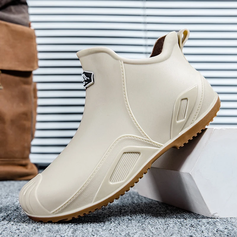 Rain Boots Men's Casual Fashion Comfortable Anti Slip Waterproof Short Tube Wear-resistant Outdoor Casual Lightweight Rain Shoes