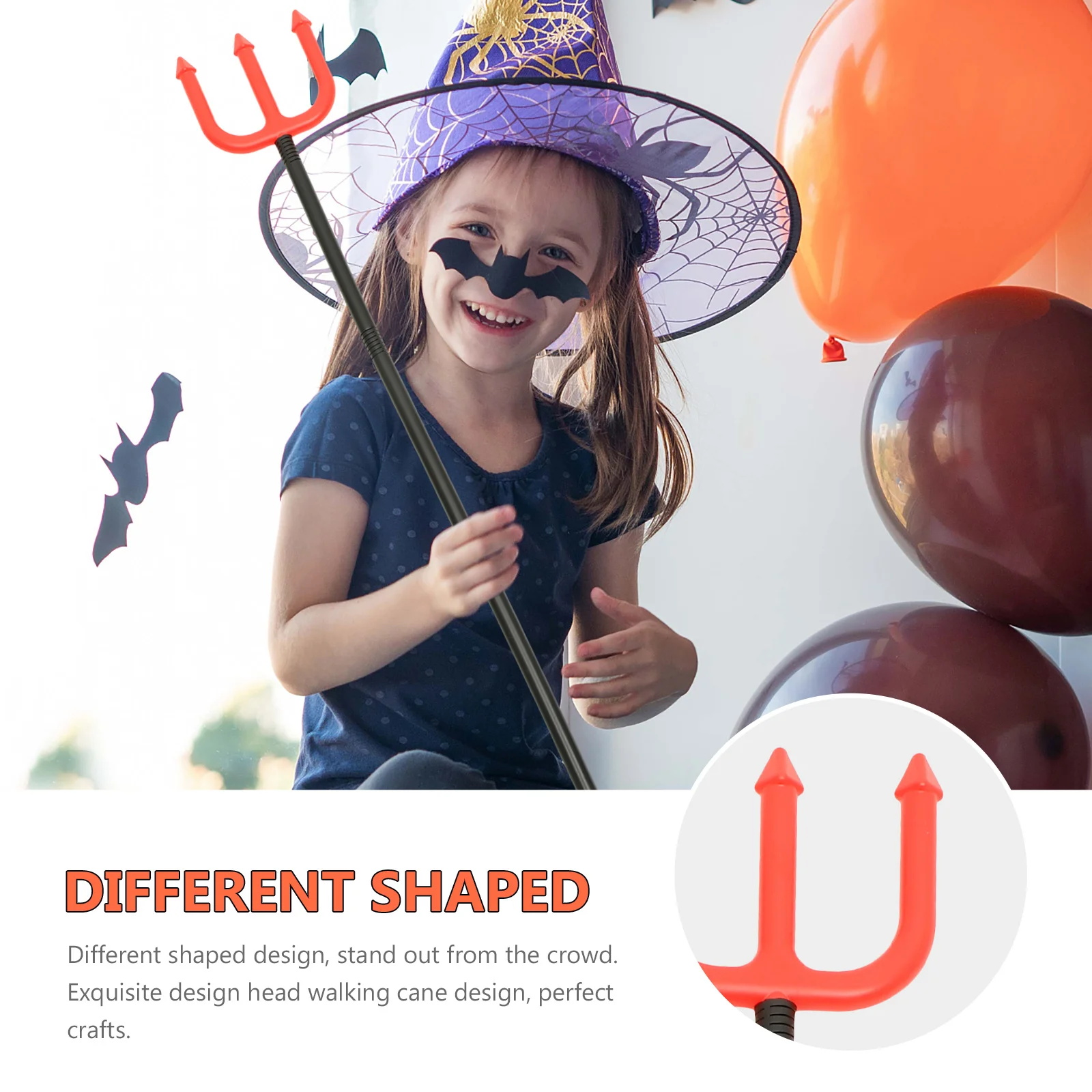 

2pcs Trifurcate Scepter Different Shaped Design Halloween Walking Cane Prop For Cosplay Party Decor Accessory Lightweight