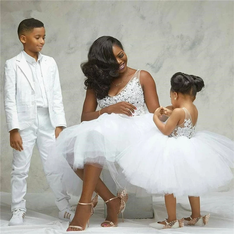 Tutu Mother And Daughter Matching Dresses For Photo Shoot  Knee Length Mommy and Me Outfits Party Birthday Gown