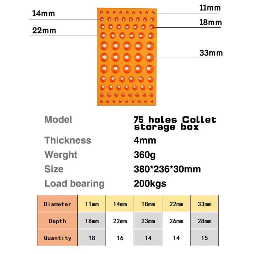 ER Collet Storage Box Special CNC Machine Tools Placement Holder 60 Hole ER25/35 Finishing Rack Tool Parts Organizers