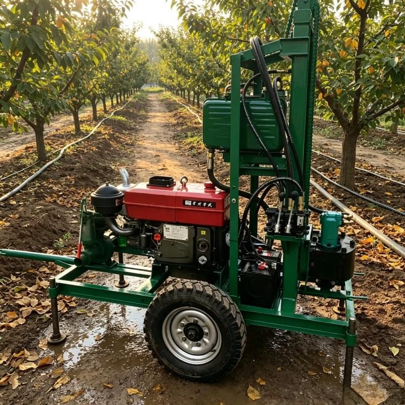 Water Well Drilling Rig Portable Diesel Hydraulic Wheeled Lightweight Durable 100m 150m 200m Depth
