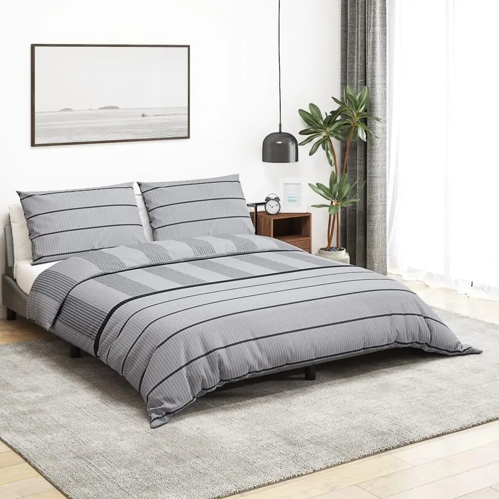 Luxury Grey Cotton Duvet Cover Set 260x240 cm - Soft & Cozy Bedding Ensemble