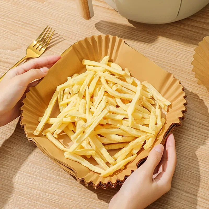 25pcs Air Fryer Disposable Baking Paper Anti Oil Paper Liner Form Tray Kitchen Grill Parchment Paper Air Fryer Accessories