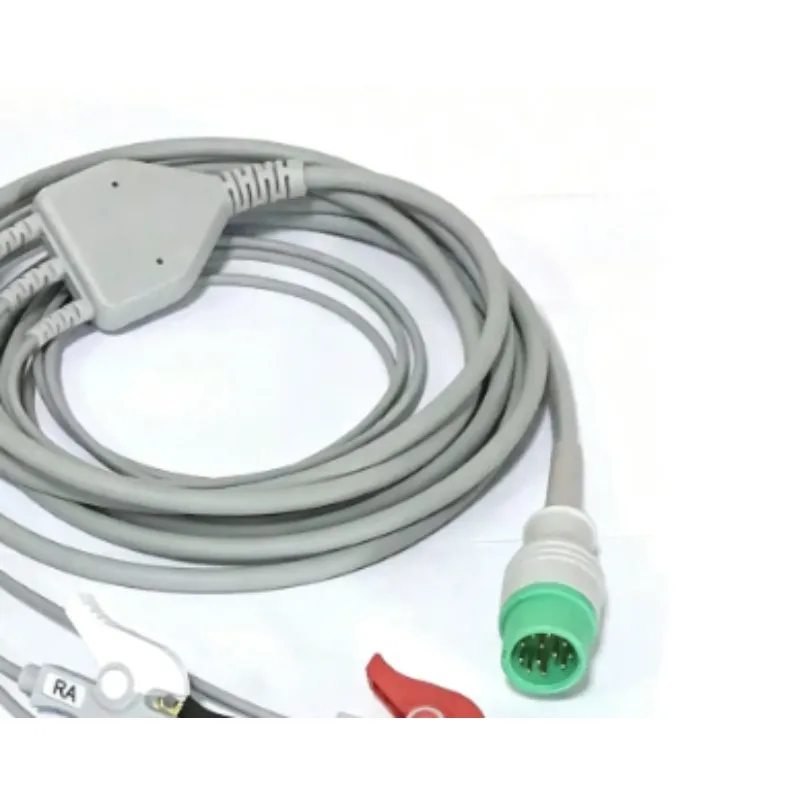 12 Pin 3 Lead Clip ECG Lead Wire Compatible with Star-8000E C50 C70 C80 Cardiac Monitor