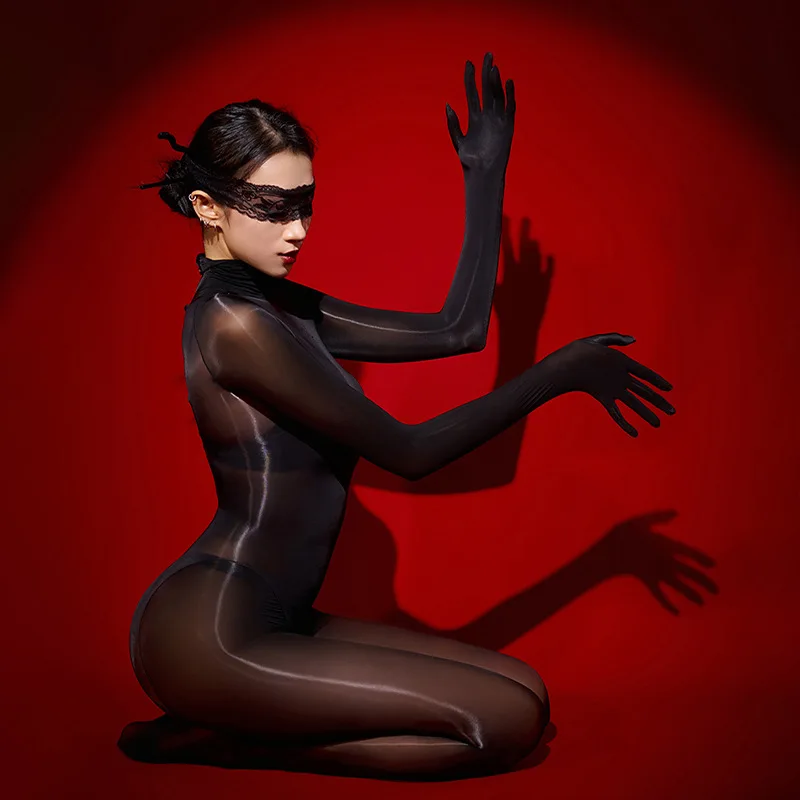 Jumpsuit See Through Oily Glossy Bodysuits Women Stockings Full Body Tights Lingerie Invisibility Skin Tight Full Body Zentai