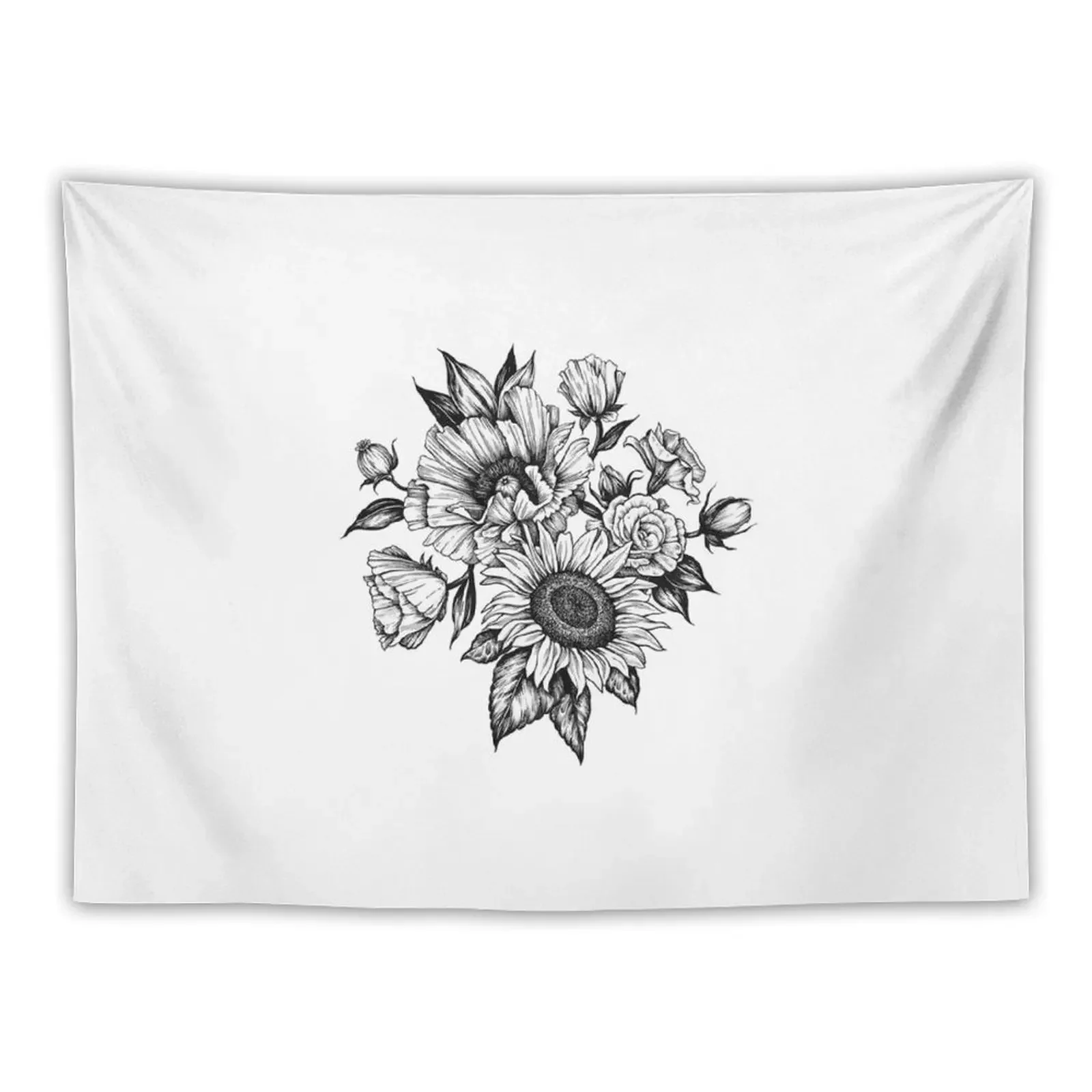 

flowers in ink Tapestry Wall Decor Hanging Decoration Bedroom Room Decoration Aesthetic Decoration Pictures Room Wall Tapestry