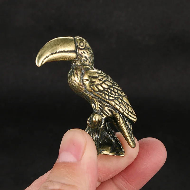 

Brass Solid Parrot Statue Ornaments Home Decor Accessories Tea Pet Crafts Animal Figurines Miniatures Toy Gifts