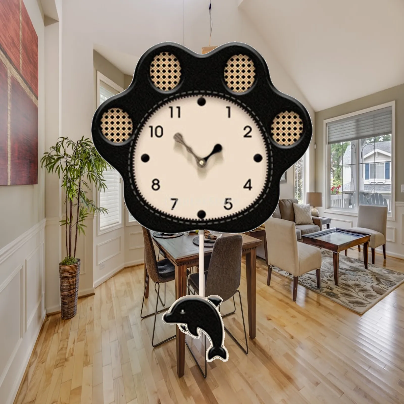 Wall Clock with Pendulum, Ornament,Supplies Lovely,Creative Versatile,Home