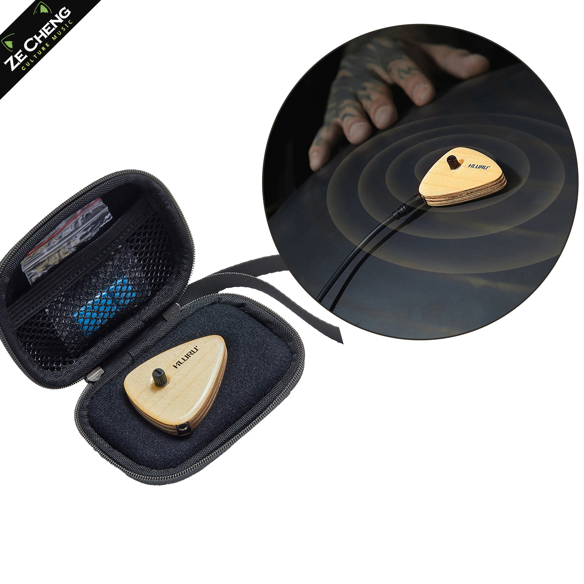 Non-Drilling Pickup for Handpan & Guitar, Multi-Purpose Portable Contact Mic, Universal Acoustic Instrument Amplifier