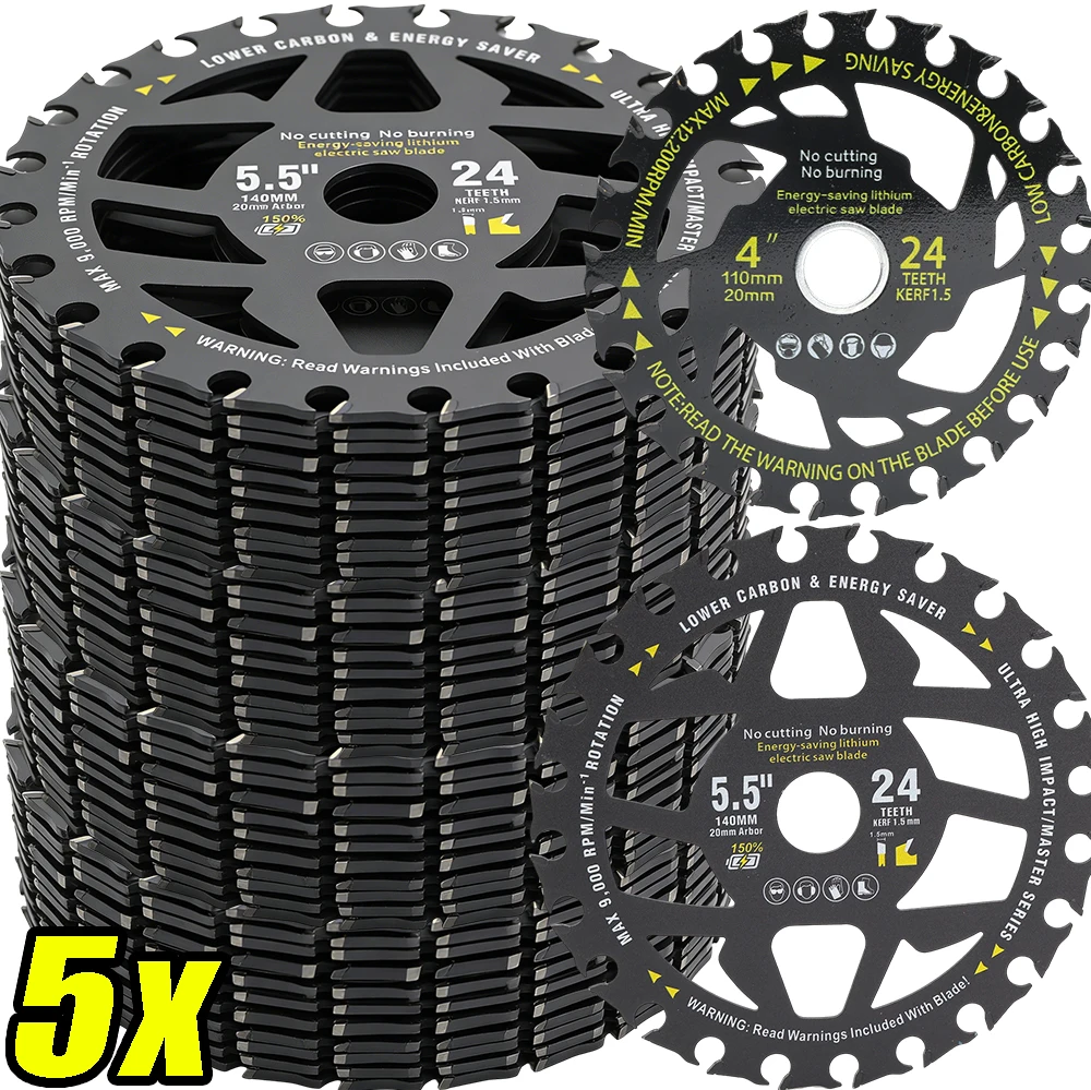 

1/5x Round Cutting Alloy Gear Blade 24T Circular Saw Blade 4/5/5.5Inch for Energy Saving Lithium Saw Woodworking Universal