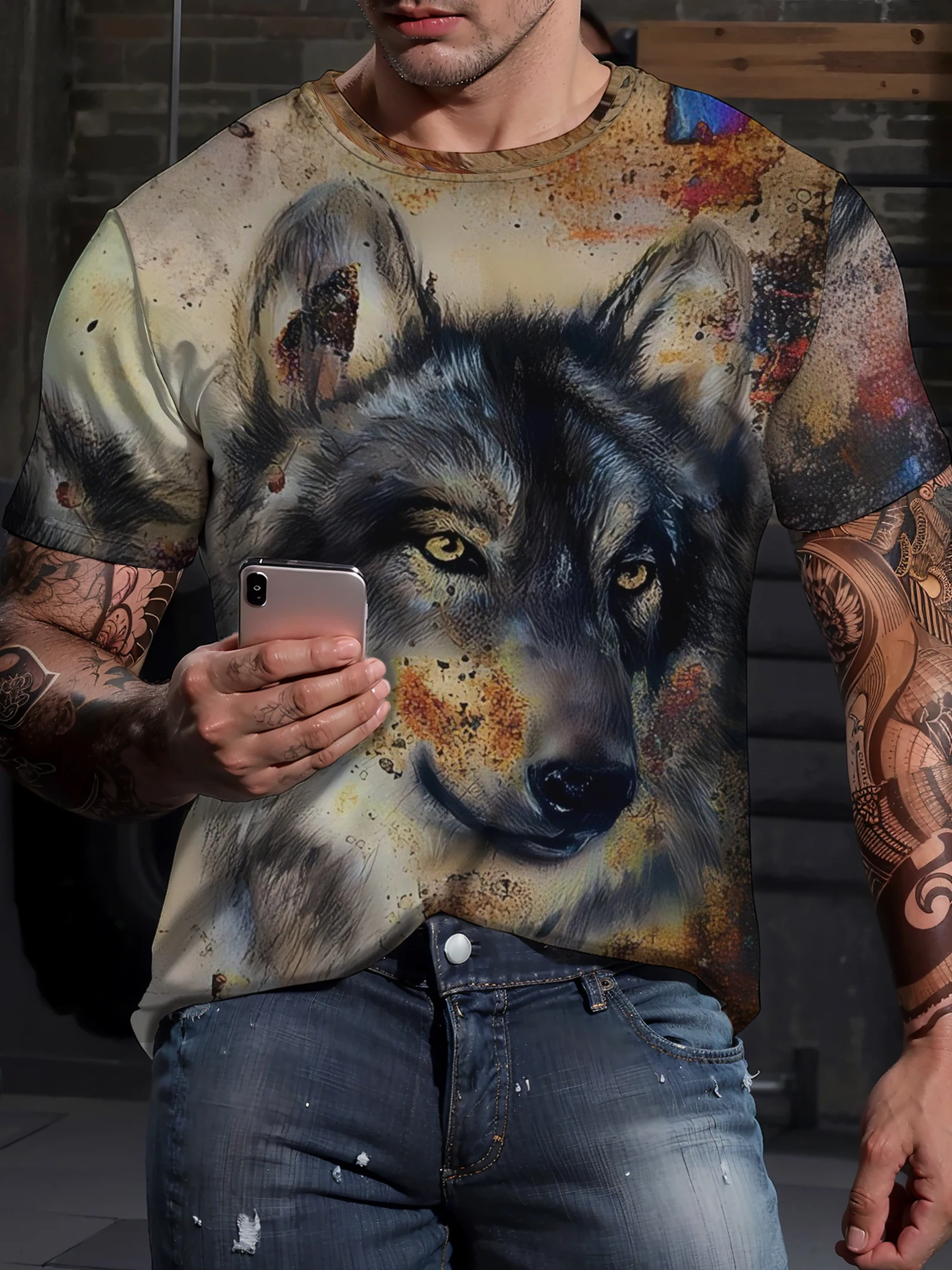 2024 Wolf T Shirt For Mens Animal Print Short Sleeve Top 3D Casual Street Man\'s T-shirt Oversized Tee Shirt Men Vintage Clothing