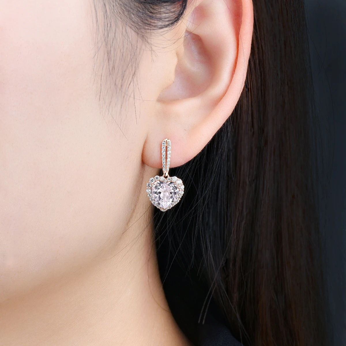Natural Amethyst Sterling Silver Earring 5.87 Carats Light Color Pink Amethyst Romantic Heart Design S925 Birthday Gifts Women