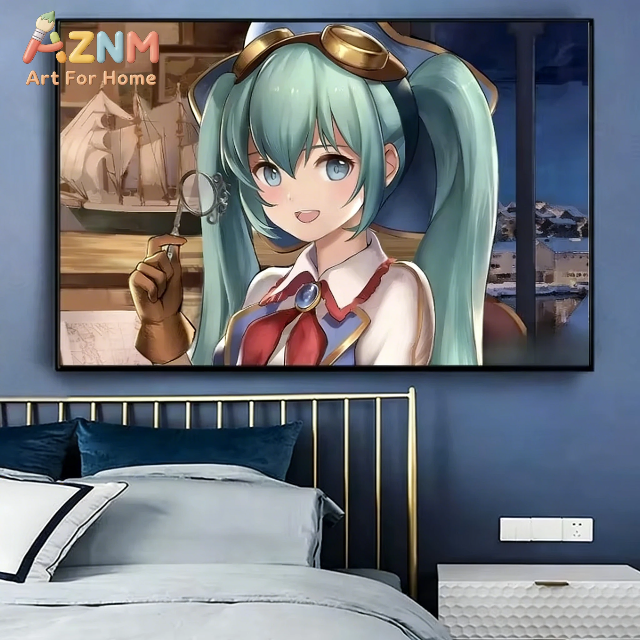 1PC ，Hatsune Miku Room Decorative Painting Boys Computer Room Bedroom Living Room Hanging Painting Animation Poster Mural
