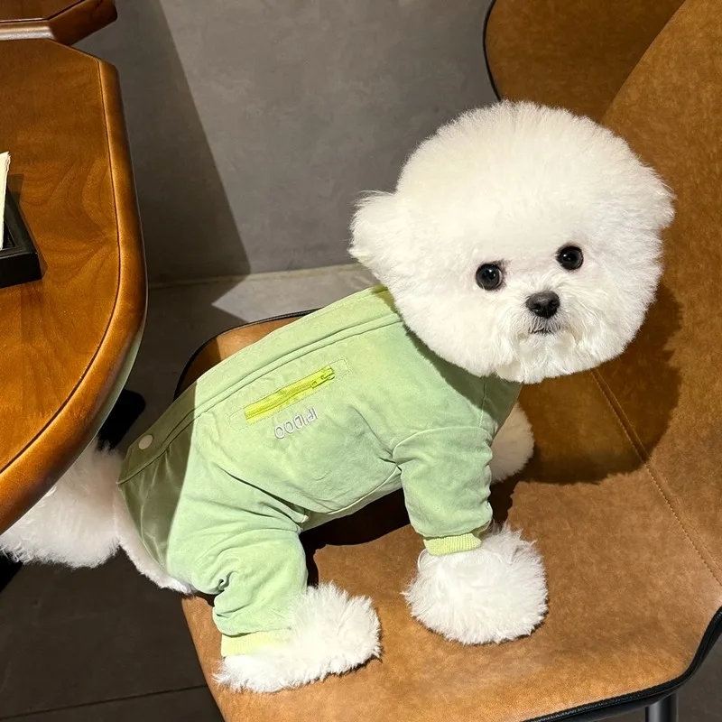 Solid Color Pet All Wrapped Cotton Coat Protect Belly Teddy Four Feet Clothes Bichon Winter Warm Clothes Thickening Dog Clothes