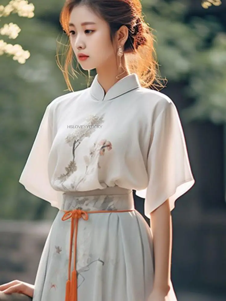 Migliorato cinese Hanfu femminile retrò Daily Tea Art Fairy Hanfu Dress Set donna Vintage Lady Oriental Daily Hanfu Dress