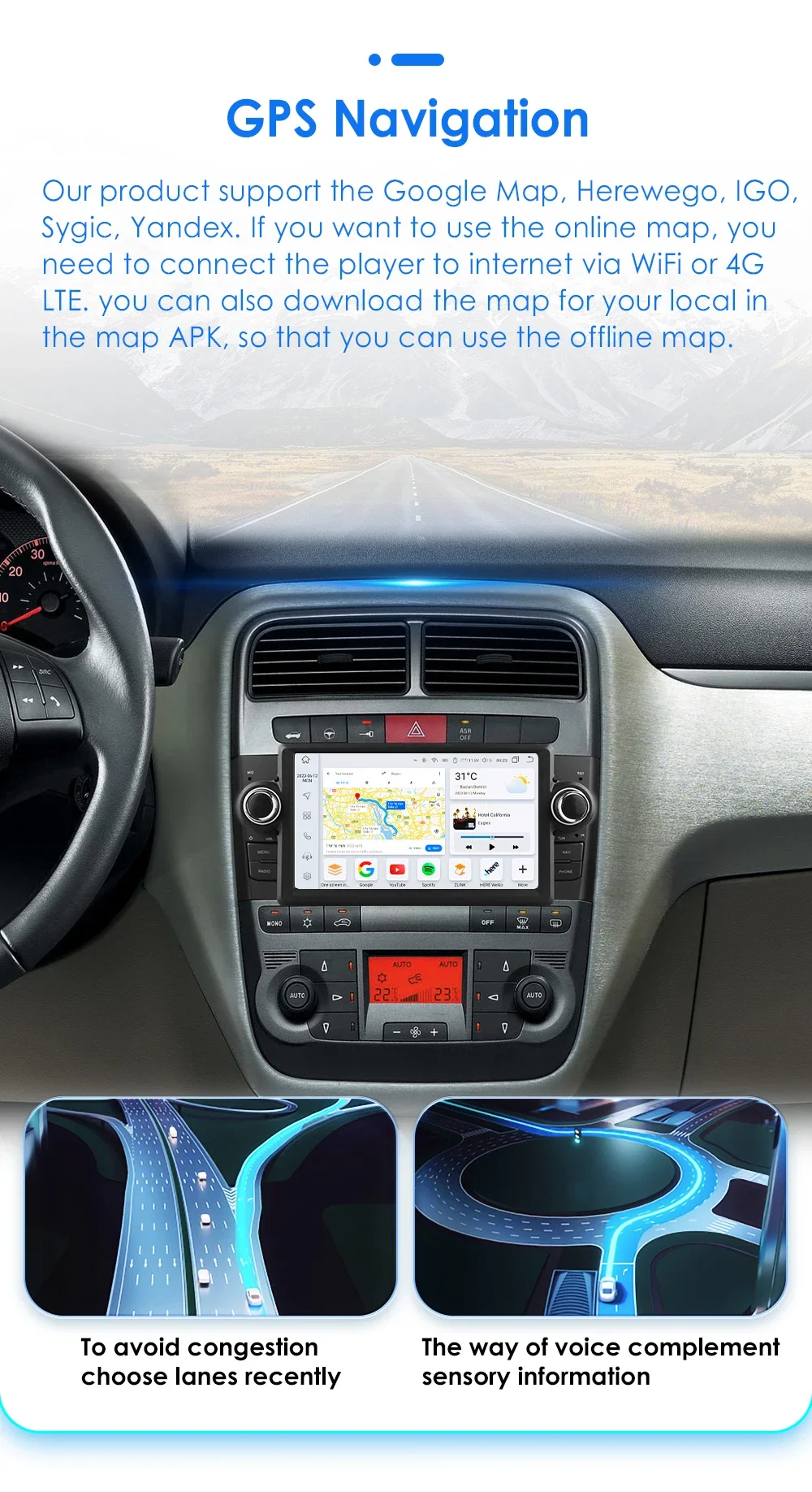 Hizpo 7 Zoll 2 Din Android 14 Auto-Multimedia-Player für Fiat Grande Punto Linea GPS Carplay 4G WIFI Intelligenter Bildschirm Autoradio – Detail 28