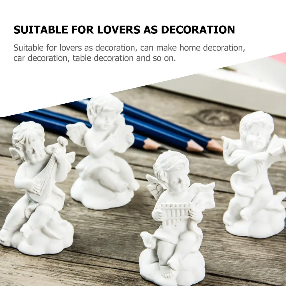 4Pcs Plaster Statue Small Resin Cupids Compact Size for Sketching School Atelier Desktop Decorations Cupids Ornaments