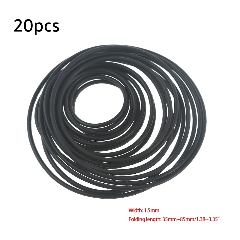 20Pcs Durable 1.5mm Cassette Tape Machine Belt Assorted Common Round Rubber Belt