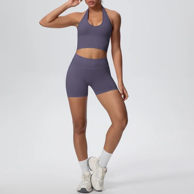 

Женский бесшовный комплект для йоги, облегающий дышащий и красивый спортивный комплект на спине, спортивный костюм для бега на открытом воздухе