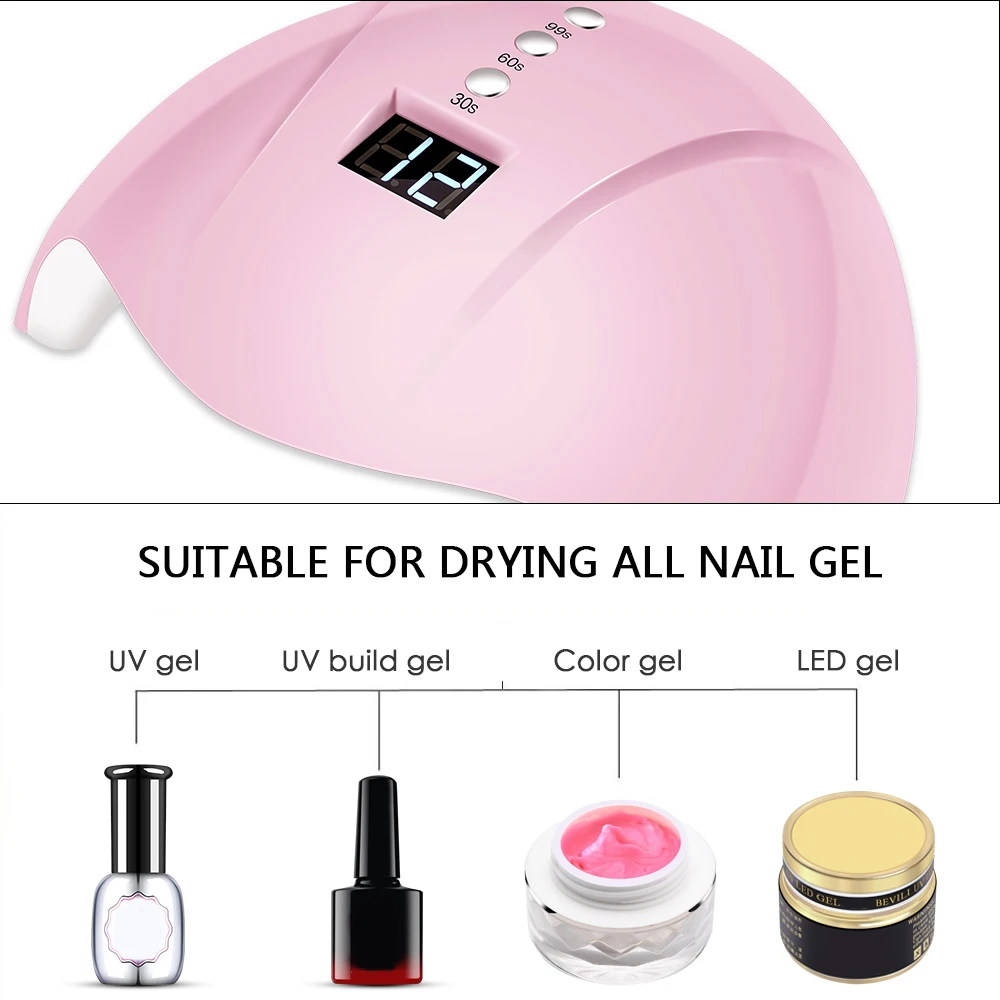 30/60/90s Timer USB UV Lamp LED Nail Lamp Nail Dryer for All Gels Polish Light Infrared Sensing Smart for Manicure