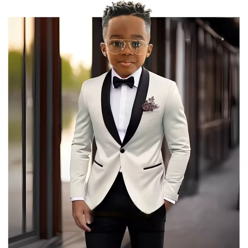 Terno para menino 2 peças blazer calça define fino ajuste conjunto de terno de casamento usar palco de aniversário criança trajes de desempenho formal 2-14years