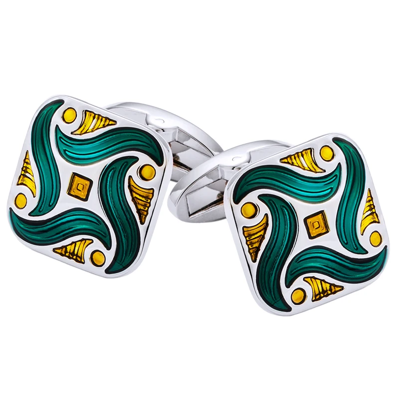 

KFLK jewelry shirt Green cufflinks for mens Brand Cuff link Wholesale Button High Quality Luxury Wedding Groom guests