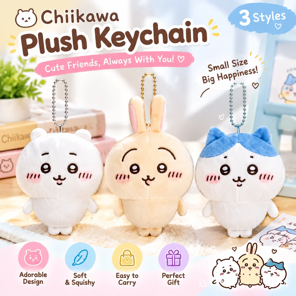 Japanese Chiikawa Self Deprecating Bear Hachiware Usagi Plush Cute Small Feet Series Keychain Pendant Doll Kawaii Anime Gift