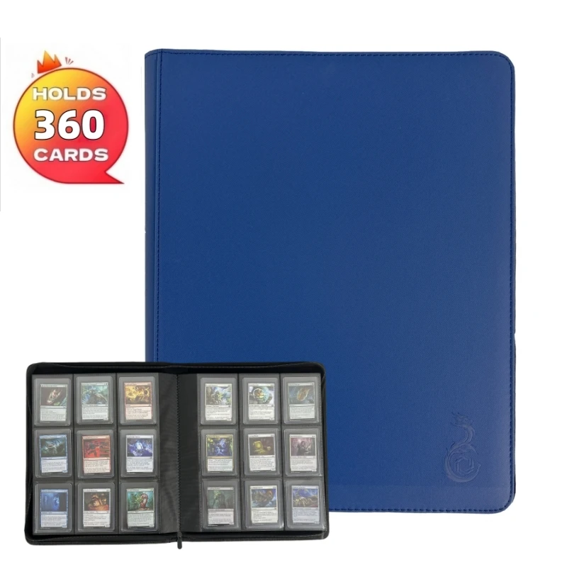 Toploader-binder met 9 zakken, bovenladerbinder voor kaarten, geschikt voor 360, kaartmappen voor ruilkaarten of sportkaarten in 3 x 4''