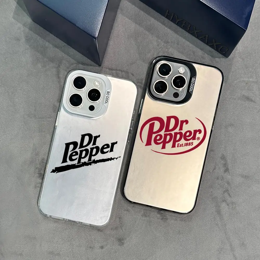 Cherry Drink D-Dr-P-Pepper Phone Case IMD FOR IPhone16 15 14 13 Pro Plus ProMAX Suitable Samsung S24 23 22 ultra Silver Cover