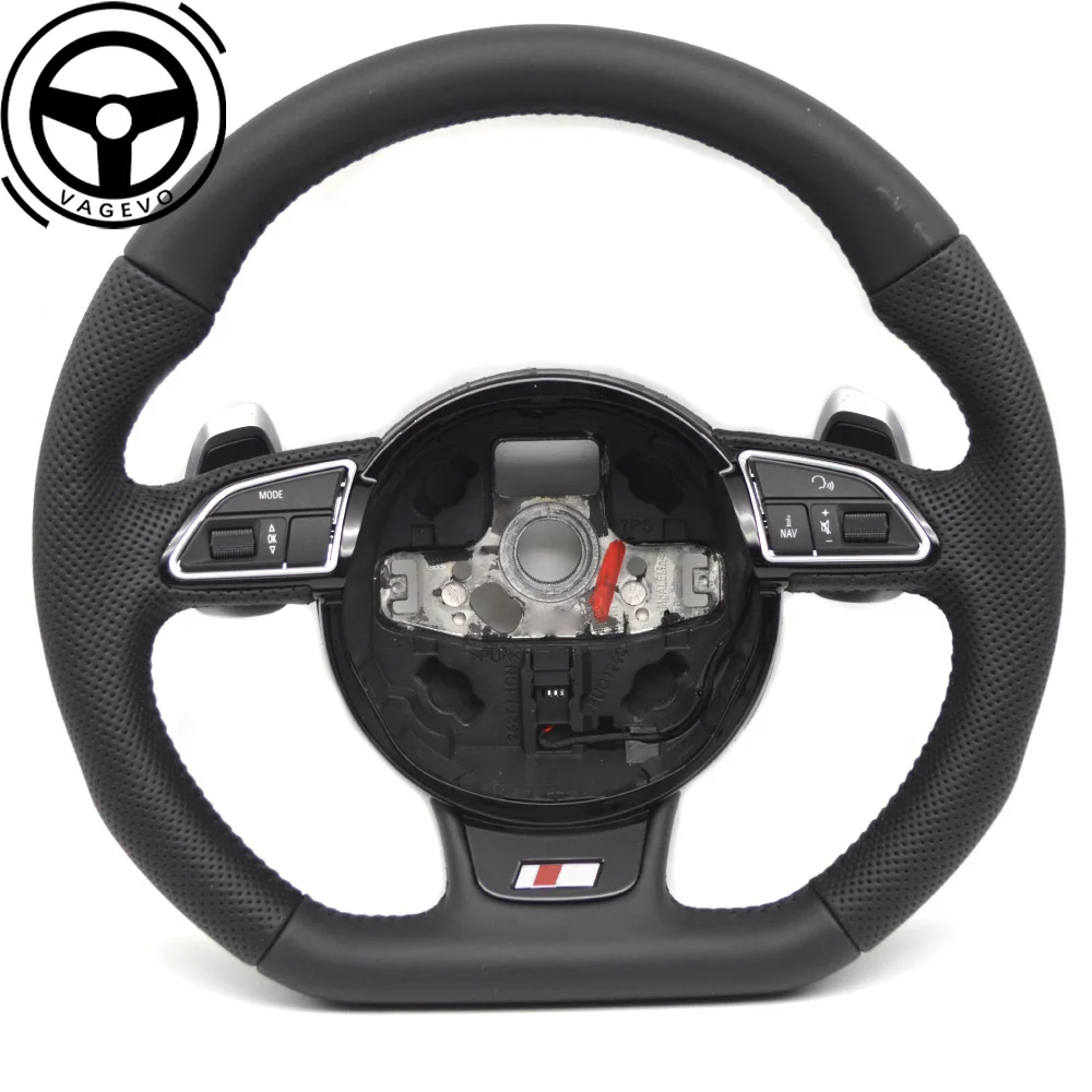 

Flat bottomed steering wheel for Audi A4 B8 leather perforated multifunction steering wheel with paddles