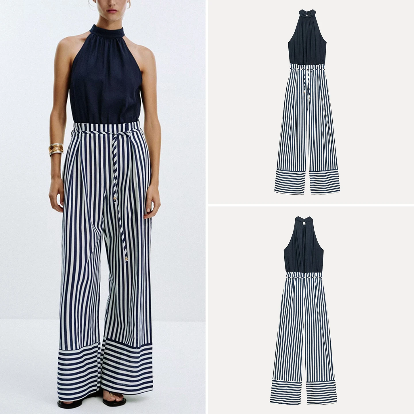 

Z 2025 New Faion Long One-Piece Suit Ele Personali Women's High Waist Wide Leg Pants Polyester Fiber Commute