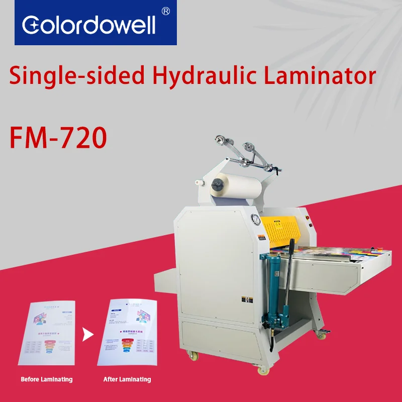 FM720 Hydraulic Roll Laminator With Rewinding Function Hot Roll Film Laminating Machine