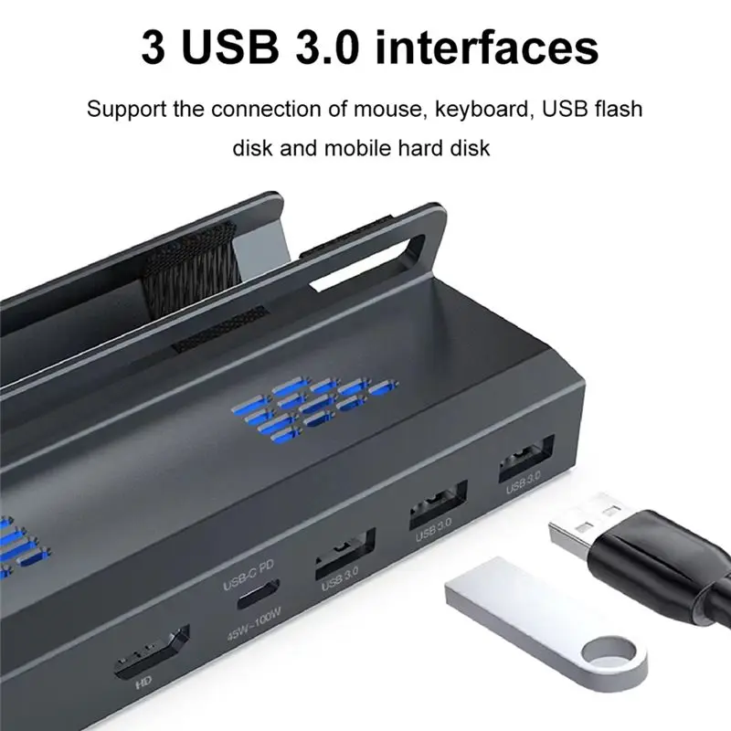 AED6-For Steam Deck Dock Station Base Hub حامل لرسو السفن متعدد الوظائف تحويل الفيديو لشاحن وحدة التحكم في الألعاب Steamdeck