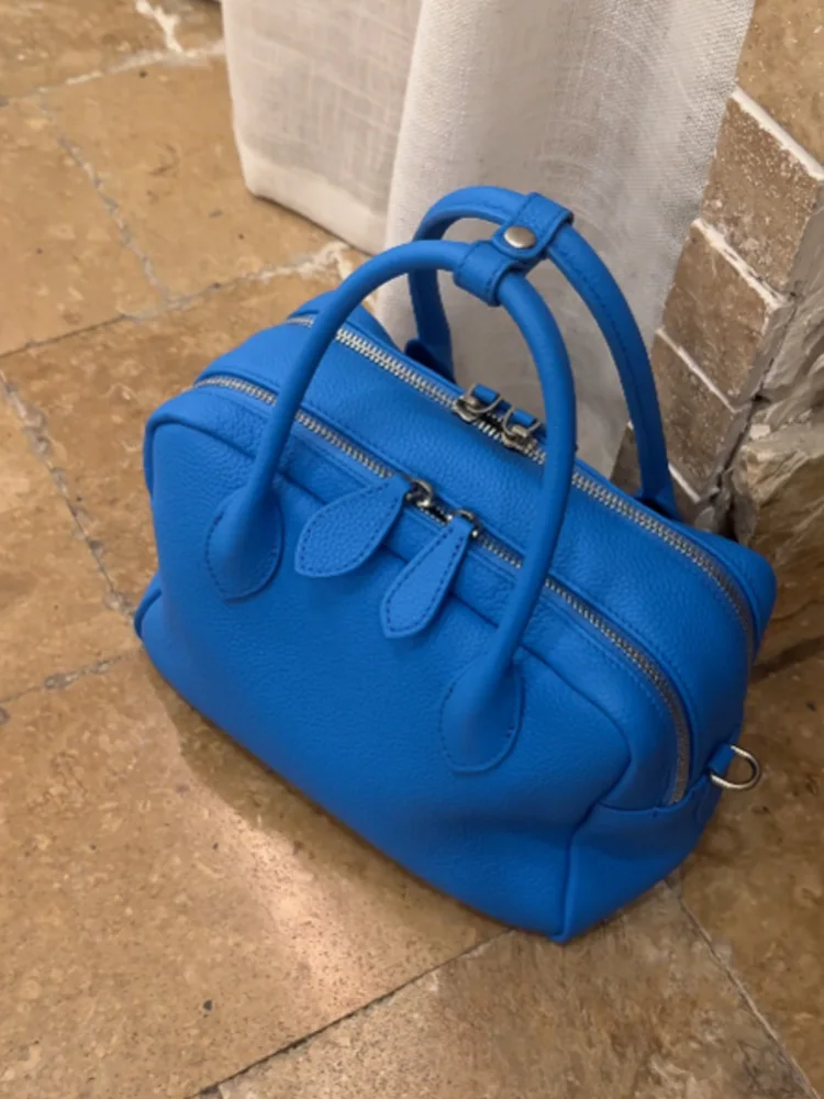 

Blue Large Capacity Boston Bag Women's Handbag 2026 New Style Office Small Crossbody Bag Fashionable And Versatile