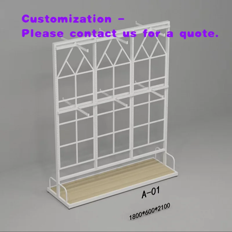 custom.Customizable Modern Double-Layer Tri-Fold Screen Garment Rack Display Racks Freestanding Easy Assem