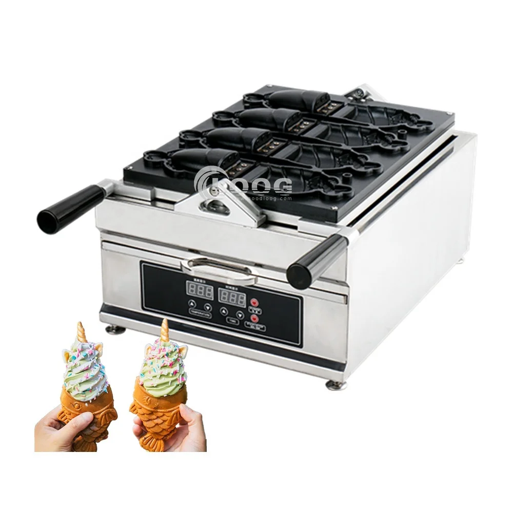 

Commercial Changeable Plate Open Mouth Fish Waffle Maker Stainless Steel Electric Nonstick Ice Cream Taiyaki Machine