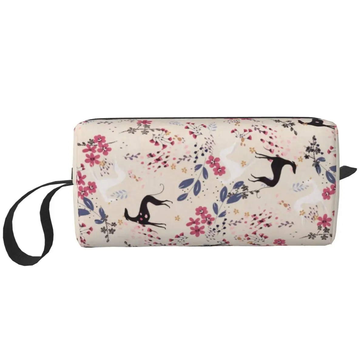 Sighthound Flower Love Makeup Bag Women Travel Cosmetic Organizer Cute Greyhound Whippet Dog Storage Toiletry Bags