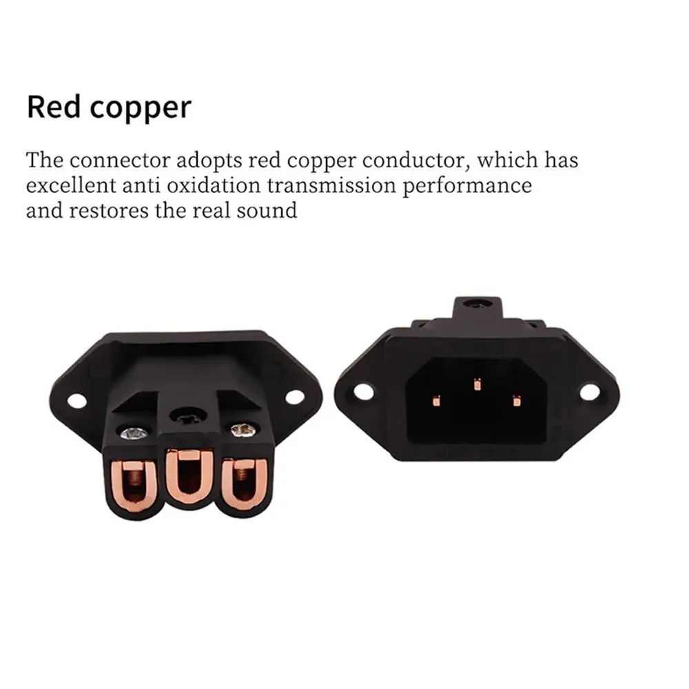 1Pcs 3 Pin AC IEC Inlet Socket 4N Red Copper Solder-Free Screw Crimping HIFI Audio Power Connector Audio DIY Modification