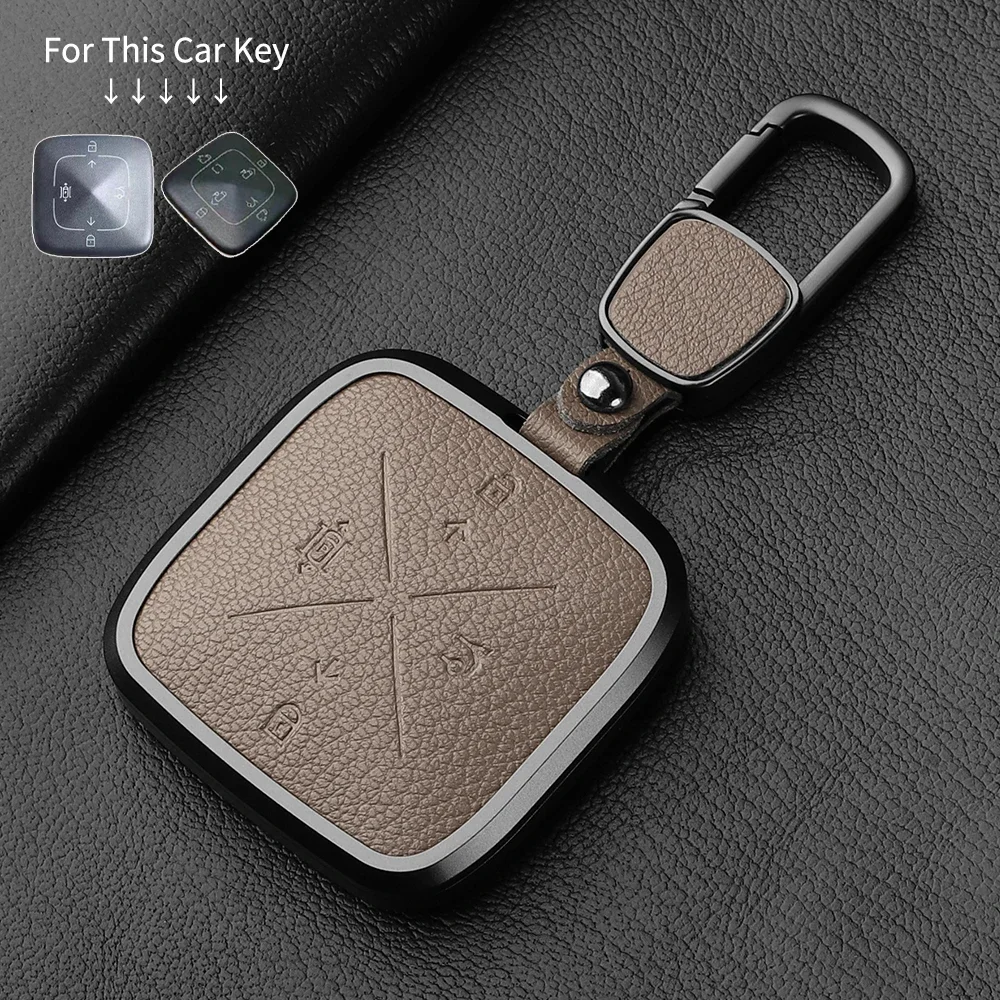 8 Button Aluminum Alloy Goatskin Car Key Case Cover For Zeekr X 001 009 2022 2023 Car Key Case Protect Fob