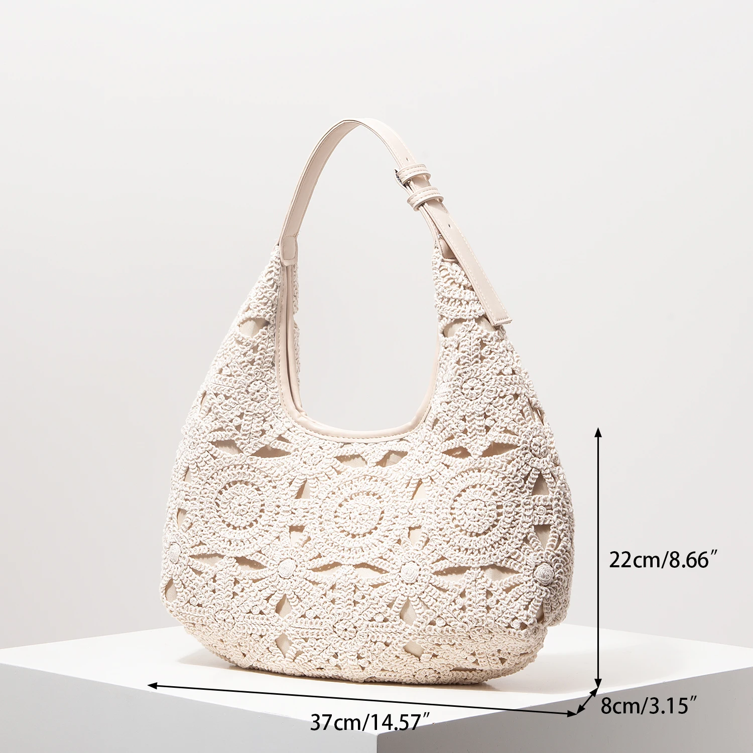 Tas Anyaman Berongga Pola, Tas Pantai Boho, Tas Bahu Gaya Premium untuk Wanita, Pakaian Liburan Wanita, Wajib Dimiliki Perjalanan
